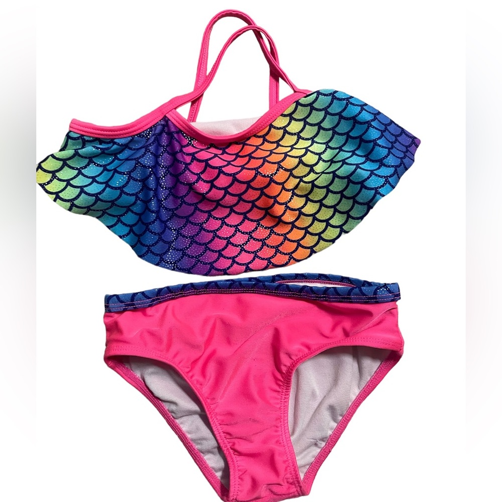 Multiple color two piece Mermaid bathing suit.